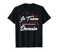 ZyTee Cadeau Humour Amour Saint Valentin | Je T'aime Plus qu'Hier T-Shirt Noir Unisex Adulte S