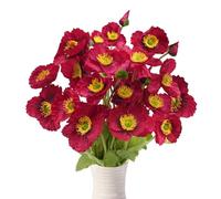 Zythrem 6PCS Coquelicots Artificiels Fleur Artificielle Bouquet de Fleurs Plantes Bouquet Artificielles Deco Bouquet Fleur Artificielle pour Grand Vase décoration de Maison de fête de Mariage Rose