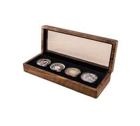 ZythrXLate Mallette numismatique en Bois Boîte de Rangement Multi-pièces Noire à Couvercle Transparent, boîte en Bois pièces commémoratives Massif pour collectionneurs