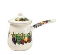 ZythrXLate Marmite à Soupe en émail de 700 ML, Mini cafetière, Lait Chaud, café, Beurre, Lait, marmite à ébullition for cuisinière, Casserole à Lait pour la Cuisine, la Salle à Manger(Beige Fruits)