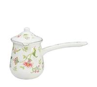 ZythrXLate Marmite à Soupe en émail de 700 ML, Mini cafetière, Lait Chaud, café, Beurre, Lait, marmite à ébullition for cuisinière, Casserole à Lait pour la Cuisine, la Salle à Manger(Beige Flowers)