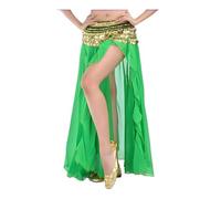 ZythrXLate Robe Longue de Danse Orientale Belly Dance Costume Single Split Skirt for Performance(Dark Green)