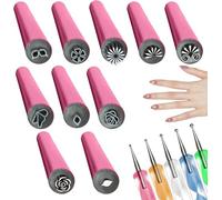 Zytuuob Ensemble de stylos tampons pour nail art, outils de nail art à faire soi-même graffitis ongles outils de tamponnage points sur les ongles différents motifs pour les voyages, maison (10pcs)