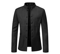 Zytyeu Cardigan Homme Slim Fit Long Style Chinois Stade Gentleman Bouton Veste Homme Col Montant Printemps Automne Mode Veste Transitionnelle Homme Veste De Sport Homme C-Black 4XL