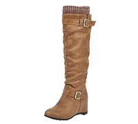 ZYUEER Bottes Femme Chaussure a Talon Compensé Bottines Equitation Décontractée élégance Bottes Motardes Mi-mollet Classique Combat Mode