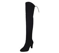 ZYUEER Bottes Hautes au Genou Femme Sexy Chaussures Talons Hiver Chaud Boots Longue Élégant Mode Couleur Pure Talons Hauts Escarpins Sexy Noir 40 EU