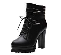 ZYUEER Bottines Femme Talons, Chaussure Fille Bottes Caoutchouc Escarpins Talon Moyen Bottines Chelsea Cuir Wellington Boots Comfort Pas Cher