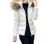 ZYUEER Doudoune Capuche Femme Manteau Longue Thicken Parka, Fille Hiver Chaud Manteau Court à Capuche Hoodie Chaud Automne Hiver (Blanc, L(EU=36))