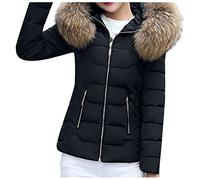 ZYUEER Doudoune Capuche Femme Manteau Longue Thicken Parka, Fille Hiver Chaud Manteau Court à Capuche Hoodie Chaud Automne Hiver (Noir, XXL(EU=40))