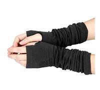 ZYUEER Femme Homme Universal Longue Gants Demi-Doigts Gants En Tricot New Arm Mitaines D'Hiver Unisexe Doux Chaud Mitten For Men For Women (Noir)
