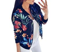 ZYUEER Femme Hoodie Courte Femme Manteau Femmes Chaud Sweatshirt Cardigan Imprimé Sport Veste Vintage Pullover Hoody Outwear (Bleu, M)