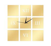 ZYUEER Horloge Murale 3D DIY Mirror, Horloge Fun Design Original pour Faciliter Et Encourager L'Apprentissage De L'Heure en S'Amusant, Silencieuse (Or)