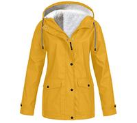 ZYUEER Imperméable Manteau Doublé Laine Femme Veste de Pluie avec Capuche Outdoor Jacket Peluche épaissir Hooded Raincoat Automne et Hiver pour les Voyages, la Marche, la Randonnée