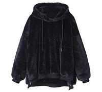 ZYUEER Manteau Femme Hiver Doudoune Femme Longue Duffle Coat Fourrure Jacket Leather, Faux Fourrure Manteau Hiver ÉLéGant Manches Longues Veste Chaud (Noir, XL(EU=46))