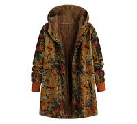 ZYUEER Manteau Femme Hiver Grande Taille Veste Polaire Avec Capuche Vintage Outwear Imprimé Pull Pas Cher A La Mode Parka Veston