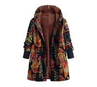 ZYUEER Manteau Femme Hiver Grande Taille Veste Polaire Avec Capuche Vintage Outwear Imprimé Pull Pas Cher A La Mode Parka Veston