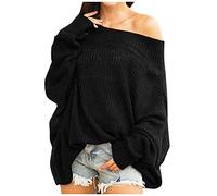 ZYUEER Pull Femme en Laine Epaule Denudee Sweatshirt à Manches Longue Sweat Shirt Ado Fille Chandail Ample Casual Tops Pas Cher