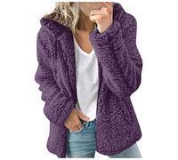 ZYUEER Sweat Femme Fille Uni DéContracté Manche Longue avec Capuche Extensible Zip Contraste Devant DoubléE Polaire Outerwear Couleur Unie (Violet, L)