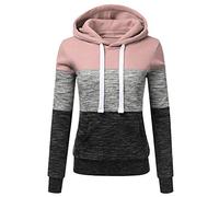 ZYUEER Sweat Femme Fille Uni DéContracté Manche Longue avec Capuche, Pullover Blouson Tops Mode Hoodie Manche Longue Sweater Hauts Pas Cher (Rose, L(EU=40))