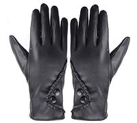 ZYUEER Womens Dames Nouvelle Super Doux Premium Gants Cuir EntièRement Doublé Hiver Chaud Everyday Conduite Cachemire Doublure Gants En Cuir D'Affaires (Noir)