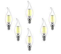 ZYUJIA 6 Paquets D'ampoules à Bougie LED E14 6W(Équivalent à 60W)600LM Ampoule à Filament LED C35 Non Dimmable,Lampe Candélabre à Économie D'énergie Vintage 6500K Blanc Froid