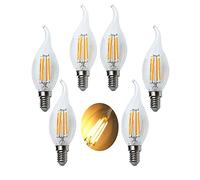 ZYUJIA 6Paquets D'ampoules à Bougie LED E14 6W(Équivalent à 60W) 600LM Ampoule à Filament LED C35 Non Dimmable,Lampe Candélabre à Économie D'énergie Vintage 2700K Blanc Chaud