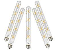 ZYUJIA E27 T30-300mm Ampoules à Filament Vintage à DEL Edison 8W(Équivalent Ampoule Halogène 70W)700LM Blanc Chaud 2700K Non Dimmable E27 Tubercule Rétro en Verre Transparent,5Paquets