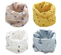 ZYUPHY 4 Pcs Tour de Cou Enfant Écharpe Cache-cou Enfants Chaud Coton Printemps Automne Hiver Écharpe Bébé Boucle Cache cou Foulards Bébé Garçons et Filles