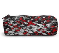 Zywl Fournitures De Bureau Écriture Trousses 70s Party Cosmetic Bag Retro Party Themed Artwork Old Radio Cocktails Floral Details Print Portable Pencil Case W3.5xl7.9 Orange Dark Brown Beige