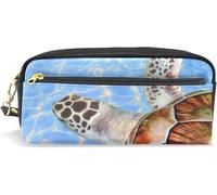 Zywl Fournitures De Bureau Écriture Trousses Swordfish Group Foraging Cute Pen Pencil Case Leather 8 X 3.5 X 1.5 Inch Big Capacity Double Zippers Pencil Pouch Bag Pen Holder Box For School Office Girl