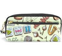 Zywl Fournitures De Bureau Écriture Trousses The Cat Has A Lovely Pink Background Cute Pen Pencil Case Leather 8 X 3.5 X 1.5 Inch Big Capacity Double Zippers Pencil Pouch Bag Pen Holder Box For School