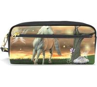Zywl Fournitures De Bureau Écriture Trousses We Are Open Welcome Cute Pen Pencil Case Leather 8 X 3.5 X 1.5 Inch Big Capacity Double Zippers Pencil Pouch Bag Pen Holder Box For School Office Girls Boy