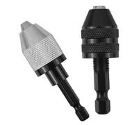 ZYWUOY Jeu de mandrins à trois mors à poignée hexagonale à changement rapide : 0,3-6,5 mm (argent) + 0,3-3,4 mm (noir), auto-centrage, sans clé, pour tournevis 1/4" et adaptateurs à changement rapide