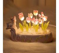 ZYWUOY Lampe tulipe à faire soi-même, veilleuse LED pour chambre à coucher, atmosphère créative, lampe de chevet, cadeau d'anniversaire (rose)