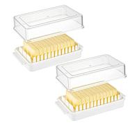 ZYWUOY Lot de 2 beurriers avec couvercle, 2 en 1 en plastique avec fente de coupe, boîte de rangement pour beurre de fromage pour réfrigérateur adapté pour la cuisine