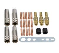 ZYWUOY Lot de 25 pièces d'usure de soudage MIG pour brûleurs AK15/MB15, buses d'alimentation en cuivre (M6, 0,8 mm), buses de gaz et isolateurs, compatibles avec les machines de soudage blindées au
