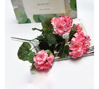 ZYWUOY Lot de 5 fleurs artificielles de géranium rose, plantes artificielles Haitang pour extérieur, jardin, décoration de la maison