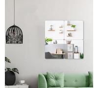 ZYWUOY Lot de 50 miroirs autocollants, 20 x 20 cm, carreaux de miroir en acrylique flexibles, autocollants miroir