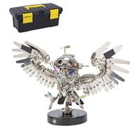 ZYX022 - Puzzle 3D en métal pour adulte - Steampunk - Chouette nocturne - Kit de bricolage - 700 pièces - Modèle de chouette mécanique avec LED - Ornement de bureau créatif - Cadeaux
