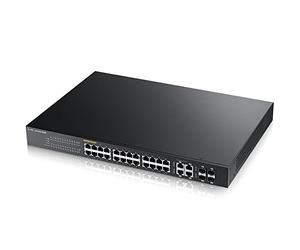 Zyxel Commutateur Ethernet 24 Ports Gigabit Web manageable, PoE+ [375W] et 4 Ports combo Uplink Gigabit [GS1920-24HP]