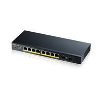 Zyxel Commutateur PoE Gigabit 8 Ports | Smart Managed | Bureau / Montage Mural et Design sans Ventilateur | 8 Ports PoE+ avec Un Budget de 77 W et 2 Ports SFP | VLAN, IGMP, QoS [GS1900-10HP]
