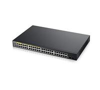 Zyxel Commutateur Switch 48 Ports Gigabit PoE | Gestion Intelligente | Montage en Rack | 48 ports PoE+ avec une Puissance de 170 Watts et 2 Ports SFP | VLAN, IGMP, QoS [GS1900-48HP]