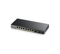 Zyxel GS1100-10HP v2 Switch Non-Géré 8 ports Gigabit Ethernet PoE + 2 SFP 20Gbps, 8000 MAC, Jumbo Frames 9000, PoE 130W, Montage Mural