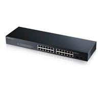 Zyxel Switch Gigabit à 24 Ports | Gestion Intelligente | Montage sur Rack et sans Ventilateur | VLAN, IGMP, QoS | Garantie à Vie [GS1900-24]