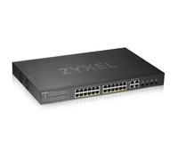 Zyxel Nebula Switch Ethernet intelligent administrable, 24 ports Gigabit, PoE+, budget d’alimentation de 375 W, 4 ports combinés Gigabit et mode Cloud hybride, Garantie à vie [GS1920-24HPv2]