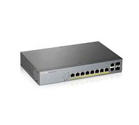 Zyxel Switch 8 ports Gigabit Smart Managed PoE+ avec une réserve de 130 watts et 2 ports Gigabit en cuivre + 2 SFP avec gestion Cloud Nebula, Long Range PoE Switch [GS1350-12HP]