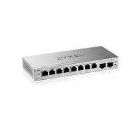 Zyxel Switch Ethernet 8 Ports | Commutateur Gigabit Manageable en Web | 2X SFP Uplinks | QoS, Link Aggregation, VLAN, IGMP Snooping | sans Ventilateur | Desktop [GS1200-10v3]