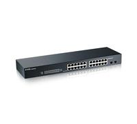 Zyxel Switch Gigabit à 24 ports | Gestion intelligente | Montage sur rack et sans ventilateur | VLAN, IGMP, QoS | Garantie à vie [GS1900-24]