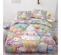 ZyxMehtic Housse de Couette 135x200cm Enfant Animal Kawaii - Parure de Lit 1 Personne Dessert Mignon Ensemble Literie en Microfibre Douce avec Fermeture Éclair avec 1 Taie d'oreiller 65x65 cm