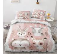ZyxMehtic Housse de Couette 140x200 Animaux Mignon - Parure de Lit 1 Personne Rose Pastel, Enfant, Fille, Ado Housse Couette en Microfibre Douce avec Fermeture Éclair avec 1 Taie d'oreiller 65x65 cm